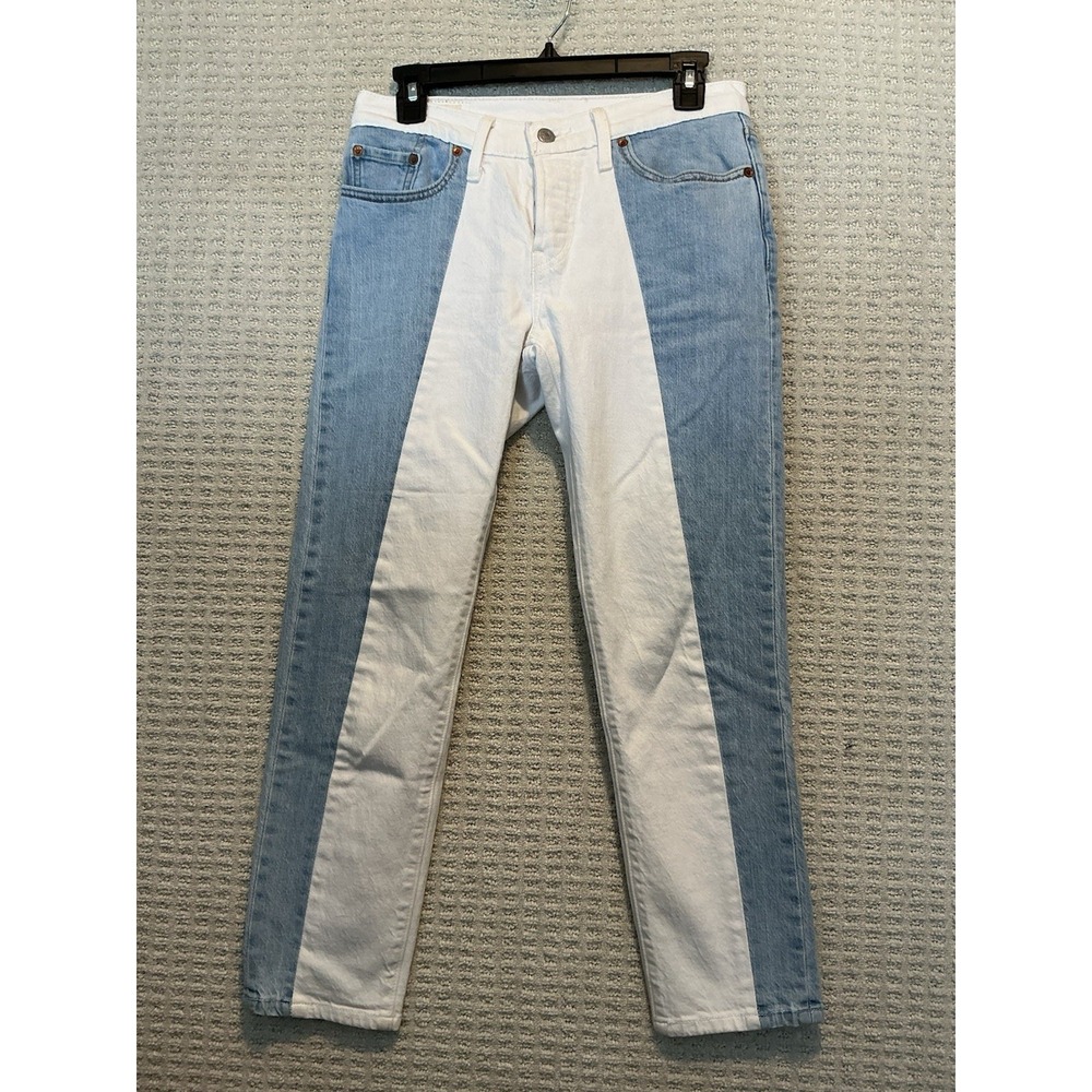 Levi's 501 T 25x26 Color Block Two Tone Jeans Button Fly Premium BIG E Women